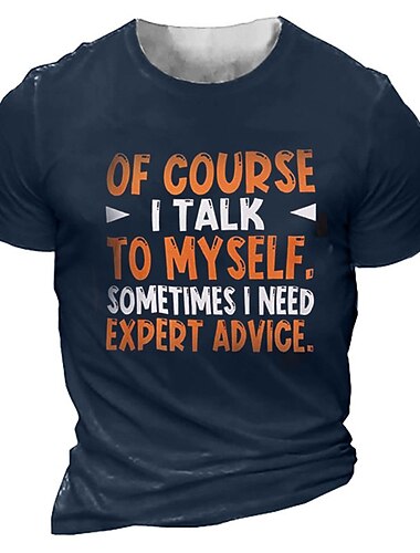  Herre Bogstaver Grafiske tryk T-shirt Grafiske T-shirts Sjove T-shirts Kortærmet T-shirt 3D-udskrivning Rund hals Skjorte Årgang Sport Designer udendørs Gade Daglig Sort militærgrøn Navyblå Sommer Tøj