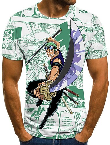 One Piece Roronoa Zoro Japonesa/Curta Anime Desenho Anime 3D 3D Harajuku Arte Gráfica Para Casal Homens Mulheres Adulto Regresso à Escola Impressão 3D