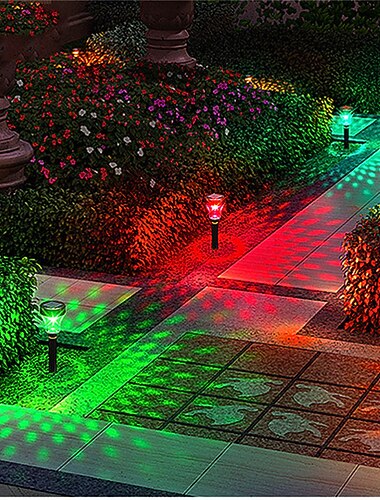  2/6 stk solar havestibelysning udendørs led plænelampe rgb varm hvid farve til haveindretning landskabsbelysning