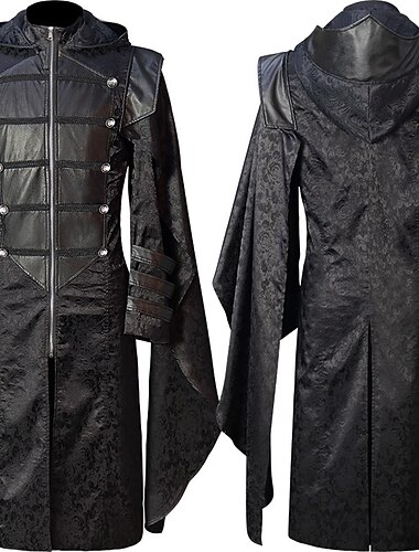  Rétro Vintage Punk & Gothique Médiéval Manteau Bal Masqué Médecin de la peste Grande Taille Jacquard Homme Mascarade Soirée Adulte Manteau