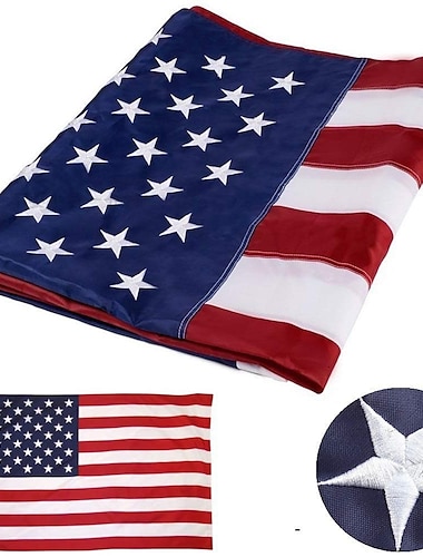  Drapeau américain brodé de 5 pieds x 3 pieds (150cm x 91cm), drapeau brodé 90x150cm