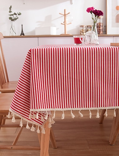 Nappe de ferme en coton et lin, nappe rectangulaire pour cuisine, salle à manger, fête, vacances, buffet, réunion de famille