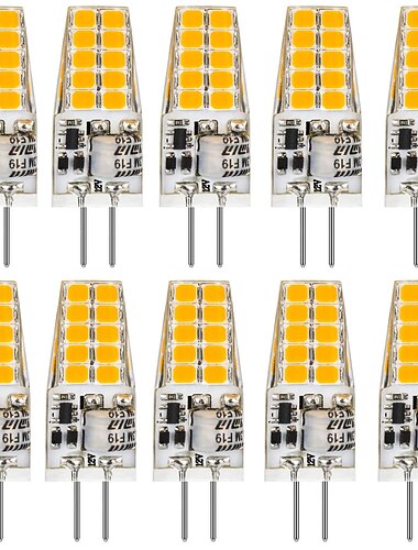  10db g4 led izzó 3w helyettesítheti a jc halogén 30w izzót meleg fehér természetes fény fehér fény tompító ac / dc12-24v villogás mentes ac / dc12 és ac220v jégkorong lámpa világításhoz használható