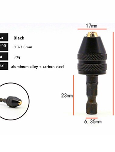  mini nyckellös borrchuck 0,3-8 mm självspännande elektriska borrkronor spännhylsa fixturverktyg 1/4 tum sexkantsskaft snabbbytesomvandlare