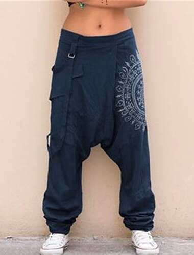  Herren Haremshose Hose Sommerhose Karottenhose mit schmal zulaufendem Schnitt Baggy-Hosen Elastischer Bund Druck Mehrere Taschen Grafikdrucke Komfort Weich Lässig Täglich Stilvoll Klassicher Stil