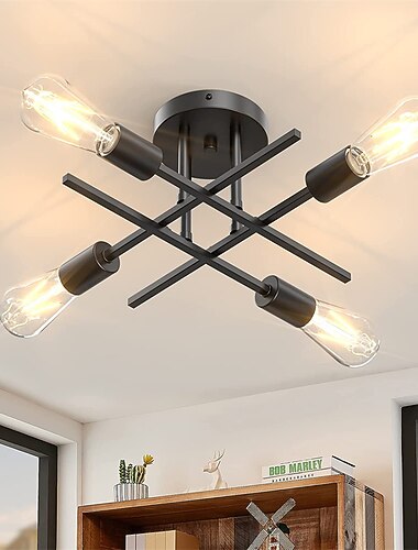  4 teste 6 teste plafoniera led metallo vintage stile industriale nero artistico moderno 220-240v