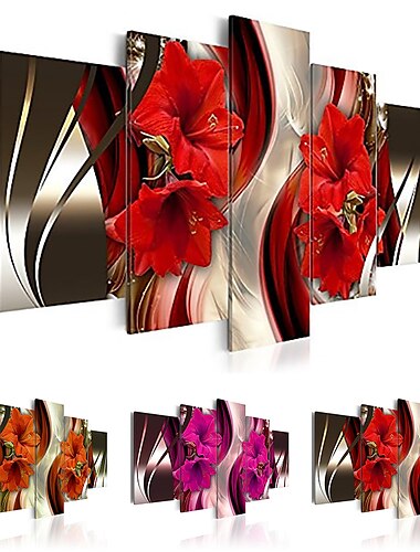  5 paneles de arte de pared impresiones en lienzo pintura obra de arte imagen flor decoración del hogar decoración lienzo enrollado sin marco sin marco sin estirar