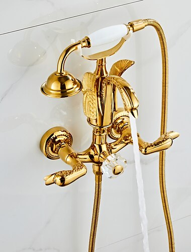  robinet de baignoire - installation murale électrolytique rétro vintage vanne en laiton mitigeurs de bain douche