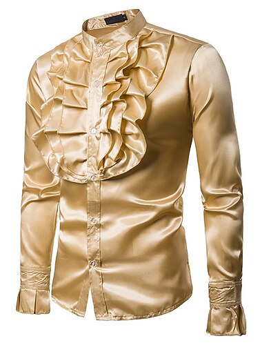  Rétro Vintage Rococo Victorienne Blouse / Chemise Bal Masqué Prince Col montant Homme Mascarade Fête / Soirée Carnaval de Venise Adulte Chemisier