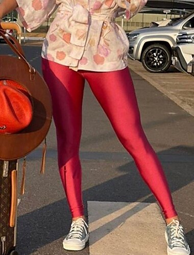  Dame Normal Strømpebukser Leggins Mode Fuld længde Medium Talje Vanlig Komfort Mikroelastisk Fest Valentinsdag Afslappet Sort Hvid Lyserød Vin Sommer Forår & Vinter Tynd