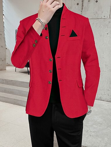  blazer casual sportivo da uomo vestibilità regolare vestibilità regolare tinta unita nero bianco rosso blu navy kaki 2024