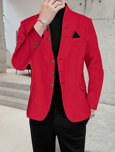  Veste de blazer pour homme Veste de sport décontractée unie noire blanche rouge coupe régulière