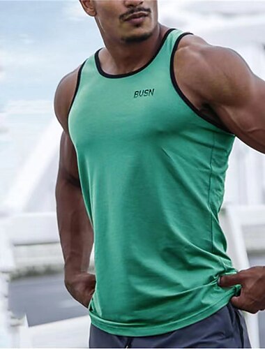  Herren Tank Top Weste Unterhemd Ärmelloses Shirt Ärmellos Rundhalsausschnitt Sommer Einfarbig Sport Mode Bequem Druck Straße Lässig Täglich Schwarz Weiß Armeegrün Top T-Shirt für Herren