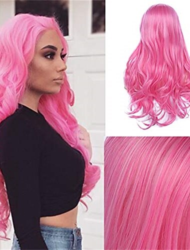  פאות כחולות לנשים ארוכות מתולתלות גלי עם חלק אמצעי סינתטי ומראה טבעי עמיד בפני חום למסיבות קוספליי ופאות הלואין