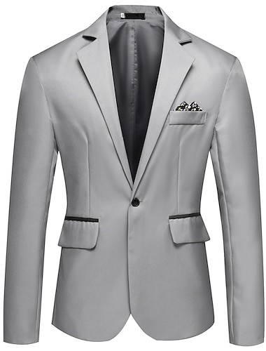  Herren Jacke Blazer Hochzeit Geschäft Atmungsaktiv Tasche Frühling Herbst Druck Elegant Geschäftlich V Ausschnitt Regulär Normale Passform Schwarz Weiß Rosa Rote Marineblau Jacken