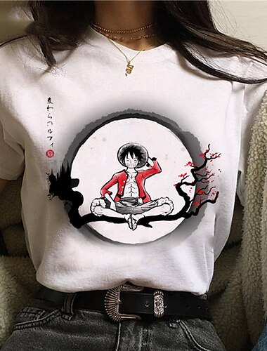  One Piece Affe D. Ruffy Roronoa Zoro T-Shirt-Ärmel Anime Zeichentrick Anime Harajuku Grafik Kawaii Für Paar Herren Damen Erwachsene Zurück zur Schule Heißprägen