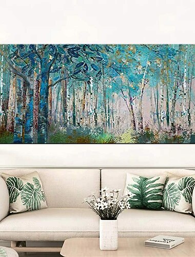  Pintura al óleo hecha a mano lienzo decoración de arte de la pared moderno exuberante paisaje de la jungla para decoración del hogar pintura enrollada sin marco sin estirar