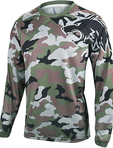  Bărbați Downhill Jersey Manșon Lung Bicicletă Jerseu Topuri cu 3 buzunare spate Ciclism montan Ciclism stradal Respirabil Uscare rapidă Confortabil la umezeală Απαλό Negru Galben Verde Militar Lup