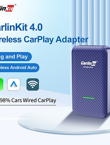  2022 Upgraded CarlinKit 4.0 CPC200-CP2A Wireless CarPlay Android Auto Adapter Compatible Built-in Wired Carplay Car Plug & Play, Available for Android Phones and iPhones