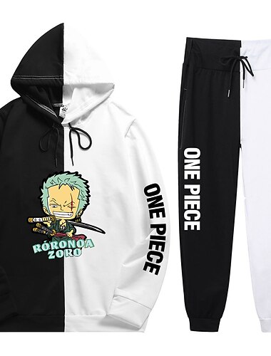  One Piece Μαϊμού D. Luffy Παντελόνια Σύνολα Φούτερ με Κουκούλα Anime Χαράκουκου Γραφικό Καβάι Για Για Ζευγάρια Ανδρικά Γυναικεία Ενηλίκων Πίσω στο Σχολείο Hot Stamping