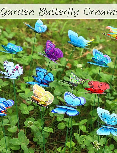  10 darab világító színes pillangós kerti dekor karók vízálló 3d kerti díszek kültéri díszek teraszhoz pázsit udvar pvc kertészeti művészet