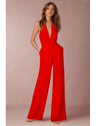  Retro Vintage 1960er 1970er Bodenlang Maskerade Halter Overall Damen Valentinstag Maskerade Party / Abend Verlobungsfeier Abschlussball Erwachsene Trikot / Einteiler Frühling & Sommer
