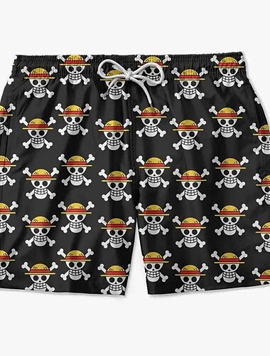  One Piece Monkey D. Luffy Calção Shorts de praia Bermuda de Surf Anime 3D Design de cordão elástico Para Homens Adulto Baile de Máscaras Regresso à Escola Impressão 3D Ioga Diário