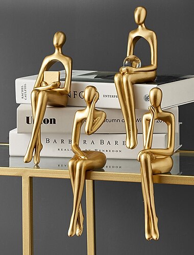  gouden abstracte figuur ornament decoratieve objecten hars modern eigentijds voor huisdecoratie geschenken 1pc