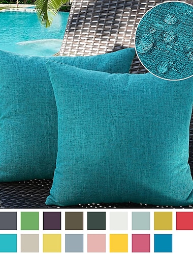  Solid Color Pillowcase Outdoor Waterproof Technology Pillowcase Coated Outdoor Garden Sofa Cushion Modern Simple 1pc