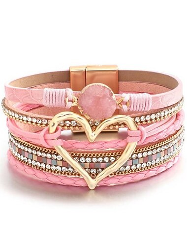  1pc磁気クラスプ自由奔放に生きるラップブレスレットレザーカフバングルビーズブレスレット女性用スタッカブルインフィニティブレスレットジュエリー