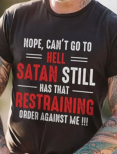  Per uomo Grafico Lettera No, non posso andare all'inferno Maglietta Stile casual 100% Cotone Manica Corta Grafico Camicia Nero Bianco Rosso Maglietta comoda Streetwear Casuale Abbigliamento di