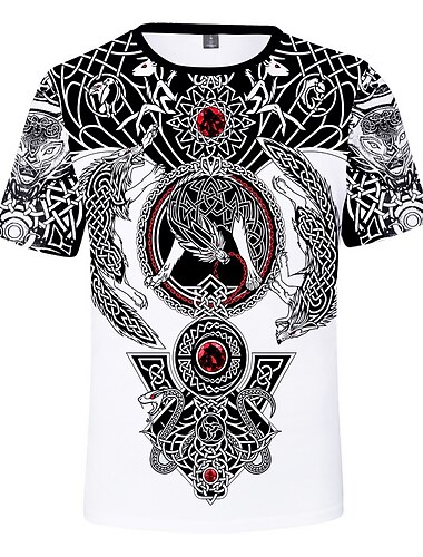  Wikinger Krieger T-Shirt-Ärmel Anime Zeichentrick Anime 3D Harajuku Grafik Kawaii Für Paar Herren Damen Erwachsene Zurück zur Schule 3D-Druck