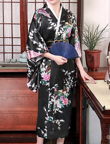  Damen Yukata Kleid Kimonoo Japanisch traditionell Maskerade Erwachsene Kimono Mantel Party