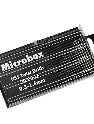  20 teile/satz 0,3mm-1,6mm mini schnellarbeitsstahl spiralbohrer set micro hss bohrer set mit koffer