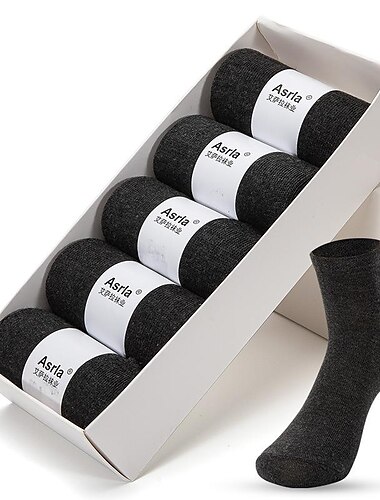  Herren 5 Paare Schwarz Weiß Farbe Solide / einfarbig B¨¹ro Casual Täglich Frühling Herbst Ganzjährig Legere Socken Geschäftlich