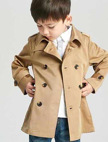  Jongens 3D Effen Trenchcoat Lange mouw Lente Herfst Actief Stoer Kinderen 2-12 jaar Dagelijks Normale pasvorm