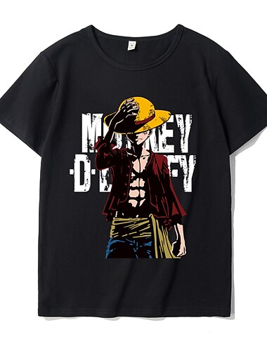  One Piece Μαϊμού D. Luffy Κοντομάνικο Στάμπα Γραφικό Για Για Ζευγάρια Ανδρικά Γυναικεία Ενηλίκων Απόκριες Μασκάρεμα Hot Stamping Καθημερινά