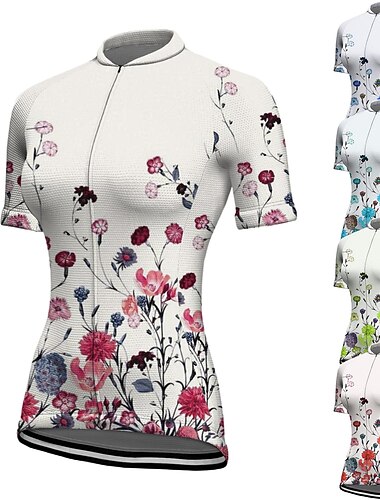  21Grams Mujer Maillot de Ciclismo Manga Corta Bicicleta Maillot Camiseta con 3 bolsillos traseros MTB Bicicleta Montaña Ciclismo Carretera Transpirable Secado rápido Dispersor de humedad Bandas