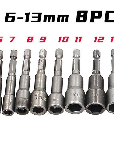  برغي براغي بمقبس 6-15 مللي متر 1/4 بوصة تحويل مقبض سداسي مغناطيسي 65 مللي متر هوائي قوي الطاقة مغناطيسي صامولة سائق لقم الثقب