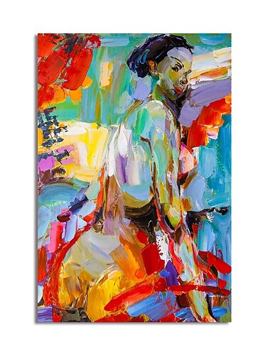  油絵手作り手描き壁アート抽象画家ナイフキャンバス絵画家の装飾の装飾引き伸ばされたフレームを掛ける準備ができて