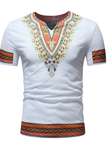  Homme Manches Ajustées Tenues Africaines Modernes Impression africaine Dashiki Mascarade Adultes Tee-shirt Soirée