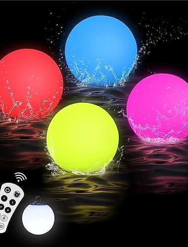  Luz LED flotante para piscina al aire libre con control remoto, luz de bola brillante que cambia de color rgb para jardín, césped, fiesta en casa, decoración de piscina, iluminación recargable