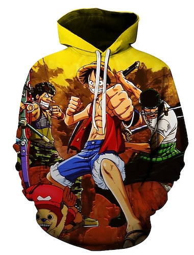  One Piece Обезьяна d Луффи Ророноа Зоро Толстовка Аниме Мультяшная тематика Аниме 3D 3D Харадзюку Графический Назначение Для пары Муж. Жен. Взрослые Снова в школу! 3D печать