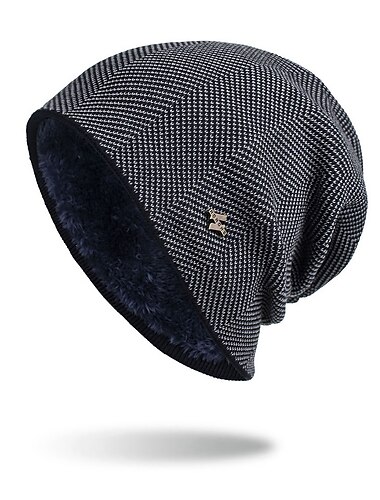  Hombre Sombrero de Beanie Rojo tinto Negro Punto De Punto Moda Deportes y Exterior Casual Deporte Diario Festivos Letra Color puro Mantiene abrigado
