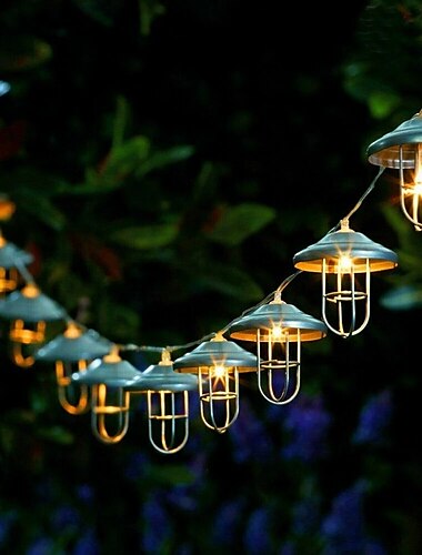  vintage lantaarn led lichtslingers 1.5 m 10 leds batterij/usb aangedreven ijzeren lampenkap kerst bruiloft feest thuis feestelijke decoratie