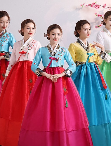  Mulheres Vestidos Hanbok Tradicional Coreano Baile de Máscaras Adulto Blusa Saia Festa