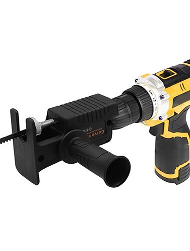  Adaptador de sierra recíproca portátil, adaptador convertidor de taladro eléctrico a sierra eléctrica para herramienta de corte de metal y madera con hoja de sierra