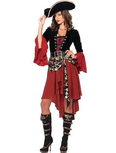  Mujer Pirata Traje de cosplay Accesorios Para Mascarada Adulto Vestido Cinturón Medias