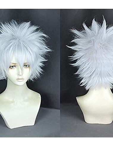  Hunter Hunter Killua Zoldyck Cosplay Perücke japanische Anime Silber Perücke Cosplay Halloween Perücken