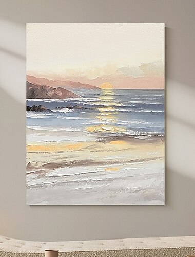  يدويا رسمت باليد النفط الطلاء جدار الفن المحيط شروق الشمس المشهد ديكور المنزل الديكور توالت قماش لا الإطار غير متمدد